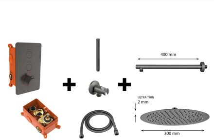 Regendoucheset Best Design One Pack Inbouw Thermostaat Moya M300 Gunmetal