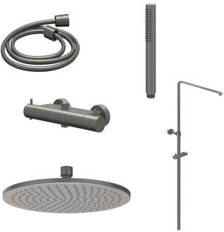 Regendoucheset IVY Bond Opbouw Thermostatisch 25 cm Medium Staaf Handdouche Geborsteld Metal Black PVD