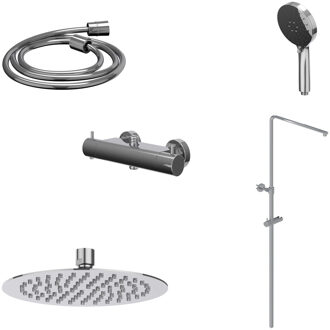 Regendoucheset IVY Bond Opbouw Thermostatisch 30 cm Slim Rond 3-Standen Handdouche Chroom