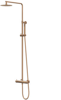 Regendoucheset IVY Bond Opbouw Thermostatisch 30 cm Slim Staaf Handdouche Geborsteld Mat Koper PVD