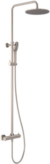 Regendoucheset MAY Opbouw met Thermostaat, Incl. 3-Standen Handdouche & Hoofddouche 25 cm Geborsteld Nickel PVD Geborsteld Nikkel