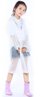 Regenjas Kinderen Van Transparante Waterdichte Hooded Eva Regen Poncho Voor Kid In Buiten Wandelen Regenkleding Uniform Code Kids Regenjas wit
