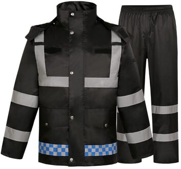 Regenjas Regenbroek Pak Waterdicht Motorfiets Regen Jas Poncho Tafel Size Grote Maat Fishing Pak Regenkleding Man En Vrouw zwart / XXL