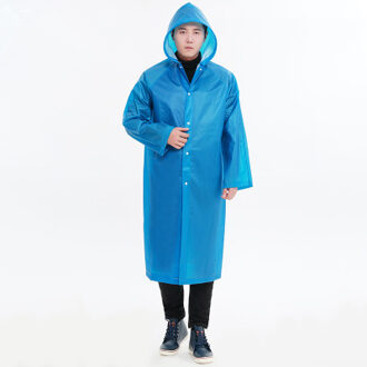 Regenjas Vrouwen Mannen Lange Regenkleding Hooded Ondoordringbare Regenkleding Waterdichte Regen jas Vrouwelijke Regenhoes Mannelijke Poncho Pongee Wandelen blauw