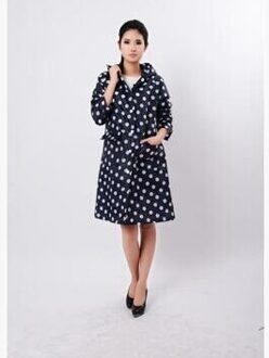 Regenjas vrouwen poncho waterdichte lange dots, Outdoors Regen Jas Ponchos Jassen Vrouwelijke mantel Chubasqueros Mujer Marineblauw