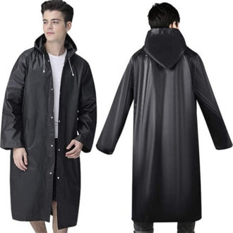 regenjas - zwart - unisex - one size - met capuchon - drukknopen One size