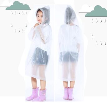 Regenjassen Dikker Eva Draagbare Herbruikbare Kinderen Regen Poncho Voor 6-12 Jaar Jongens Meisjes Regenjas Roupa Infantil doorzichtig