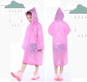 Regenjassen Dikker Eva Draagbare Herbruikbare Kinderen Regen Poncho Voor 6-12 Jaar Jongens Meisjes Regenjas Roupa Infantil roze