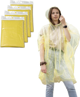 Regenponcho - 100x - geel transparant - wegwerp - voor volwassenen - one size fitts all - capuchon