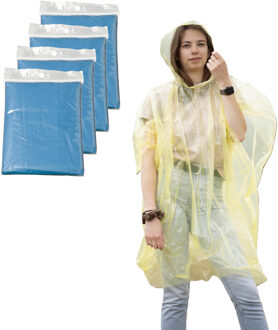 Regenponcho - 40x - blauw transparant - wegwerp - voor volwassenen - one size fitts all - capuchon