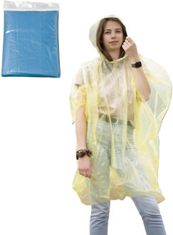 Regenponcho - blauw transparant - wegwerp - voor volwassenen - one size fitts all - capuchon