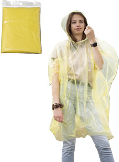 Regenponcho - geel transparant - wegwerp - voor volwassenen - one size fitts all - capuchon - Regenponcho's