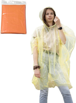 Regenponcho - oranje transparant - wegwerp - voor volwassenen - one size fitts all - capuchon