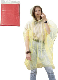 Regenponcho - rood transparant - wegwerp - voor volwassenen - one size fitts all - capuchon - Regenponcho's