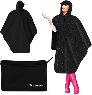 Regenponcho - zwart - polyester/pvc - volwassenen - poncho - regenjas - regenponcho's One size