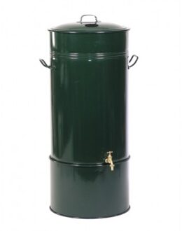 Regenton Verzinkt Staal 150 Liter Dennengroen - Deksel Met Gat Black