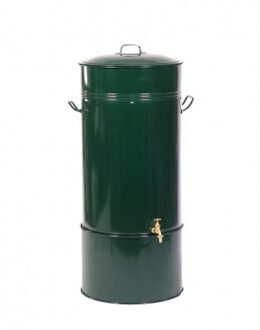 Regenton Verzinkt Staal 150 Liter Dennengroen - Dichte Deksel en Slangaansluiting Black