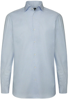 Regular Fit Geruit Katoenen Overhemd Boggi Milano , Blue , Heren - M,S