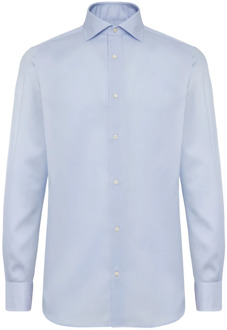 Regular Fit Gestreept Katoenen Twill Overhemd Boggi Milano , Blue , Heren - 2Xl,Xl,L,M,S