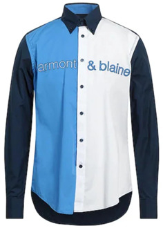 Regular Fit Katoenen Overhemd met Lange Mouwen en Contrasterende Strepen en Logo Belettering Harmont & Blaine , Multicolor , Heren - Xl,L,3Xl