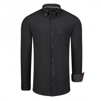 Regular fit overhemd black Zwart - L