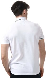 Regular fit polo van piqué katoen met logo Wit - S