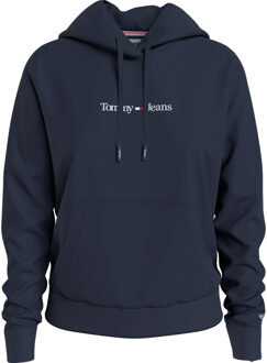 Regular Serif Linear Hoodie Dames navy