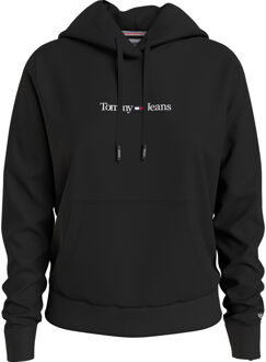 Regular Serif Linear Hoodie Dames zwart