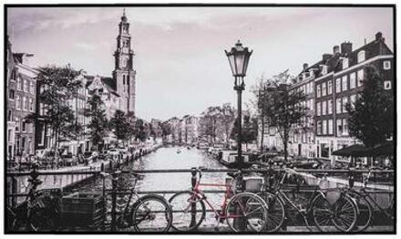 Reinders Schilderij Amsterdamse grachten - zwart/wit - 118x70 cm - Leen Bakker - 4 x 118 x 70
