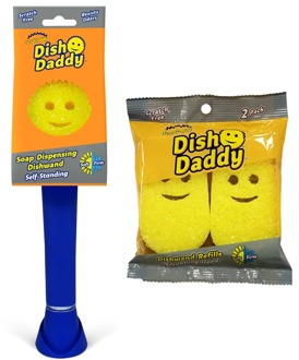 Reiniging Scrub Daddy Dish Daddy Wand Blauw & Vervangende Kop Geel 2 st