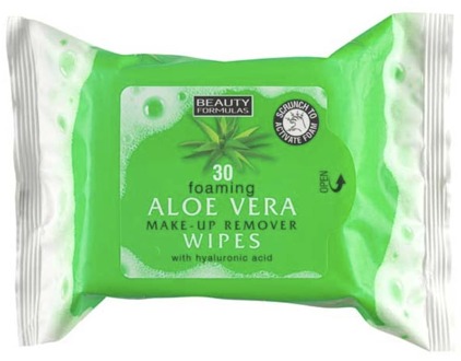 Reinigingsdoekjes Beauty Formulas Foaming Aloe Vera Make-Up Remover Wipes 30 st