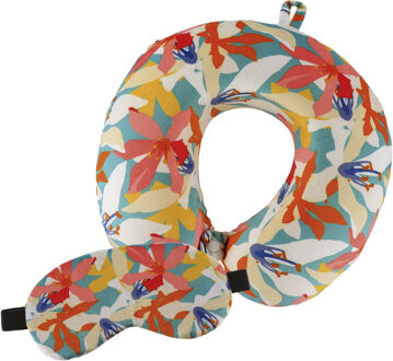 Reis nekkussen en oogmasker set - multikleur - polyester/zijde - ophanglus - voor onderweg
