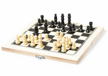 Reis schaakspel opklapbaar bord - hout - 21 x 21 cm - spelletjes schaken Multi