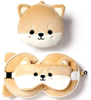 Reis set - Kat/poes knuffel/reiskussen/slaapmasker - voor kinderen