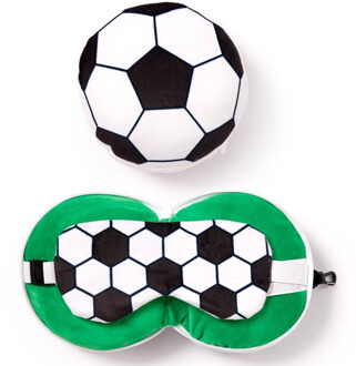 Reis set - Voetbal - knuffel/reiskussen/slaapmasker - voor kinderen