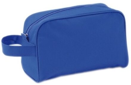 Reis toilettas/etui blauw met handvat 21,5 cm voor heren/dames - Toilettassen