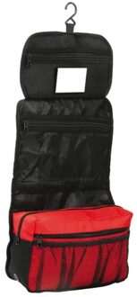 Reis toilettas/etui met ophanghaak zwart/rood 27 cm voor heren/dames - Toilettassen