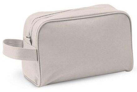 Reis toilettas/etui naturel met handvat 21,5 cm voor heren/dames - Toilettassen Beige