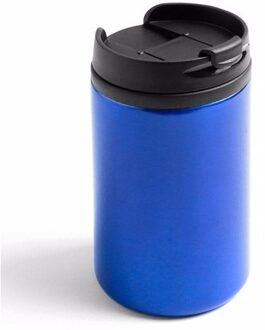 Reisbeker - 300 ml - blauw - thermosbeker - 15 x 7 cm - RVS