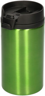 Reisbeker - 300 ml - groen - thermosbeker - 15 x 7 cm - RVS