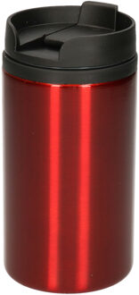 Reisbeker - 300 ml - rood - thermosbeker - 15 x 7 cm - RVS