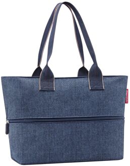 Reisenthel Shopping Shopper e1 herringbone dark blue damestas Blauw - H 26.5 x B 50 x D 16.5 cm