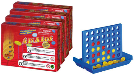 Reisspel - 8x stuks - 4 Op een rijtje - 10,3 x 14,3 x 3,3 cm - Denkspel speelgoed - kinderen en volw