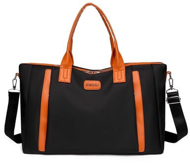 Reistas Grote Capaciteit Effen Kleur Mode Rits Schouder Messenger Bags Luxe Handtas Tas zwart oranje