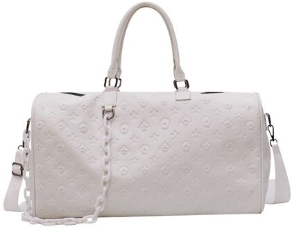 Reistas Grote Capaciteit Pu Materiaal Hand Bagage Tas Sport Fitness Bag Plunjezak Vrouwen wit
