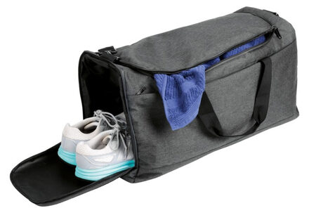 Reistas/sporttas/weekendtas donkergrijs met schoenenvak 54 x 31 x 26 cm - Sporttassen