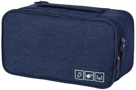 Reistas Waterdicht Kationische Tas Multifunctionele Draagbare Ondergoed Tas Sokken Opbergtas Bagage Organizer donker blauw