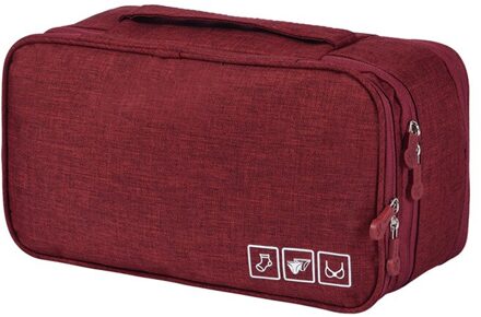Reistas Waterdicht Kationische Tas Multifunctionele Draagbare Ondergoed Tas Sokken Opbergtas Bagage Organizer rood wijn