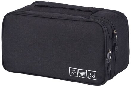 Reistas Waterdicht Kationische Tas Multifunctionele Draagbare Ondergoed Tas Sokken Opbergtas Bagage Organizer zwart