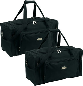 Reistas/weekendtas/sporttas model Laser - 2x - 58 x 28 x 33 cm - 4 vakken - zwart